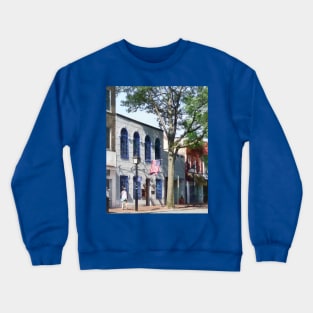 Alexandria VA - Street With American Flag Crewneck Sweatshirt